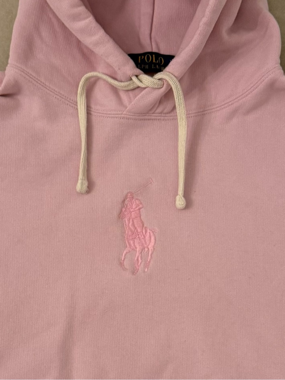 Polo Ralph Lauren Big Pony Pink Fleece Hoodie Pullover Size L - Picture 9 of 16